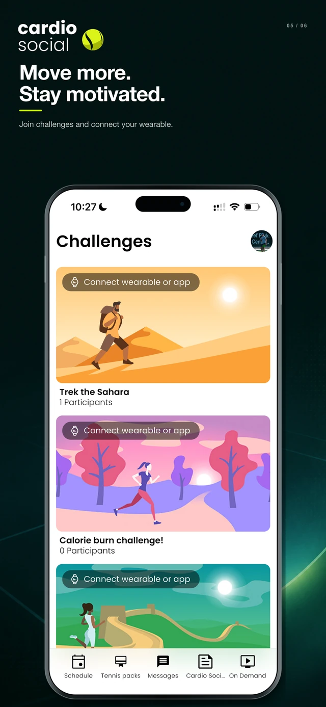 Challenges in the app with wearable connection options